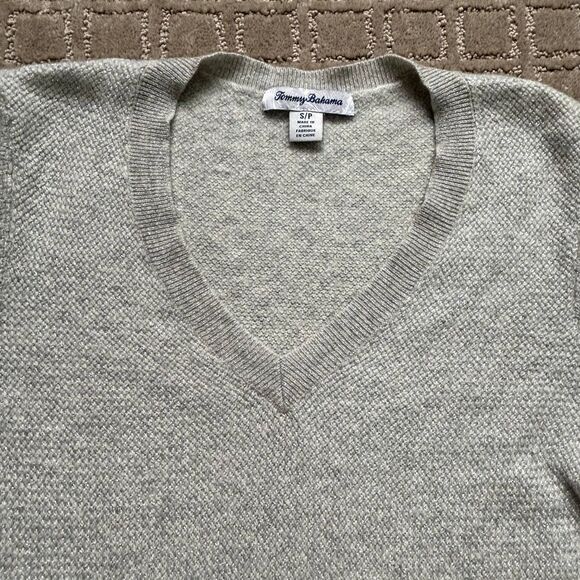 Tommy Bahama Wool Cashmere Sweater Women's Small Metallic Gray V Neck Pullover - Picture 2 of 8